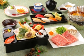 牛しゃぶと寿司を満喫できる会席弁当